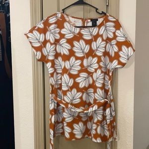 Ann Taylor Factory, short sleeve blouse, orange and white